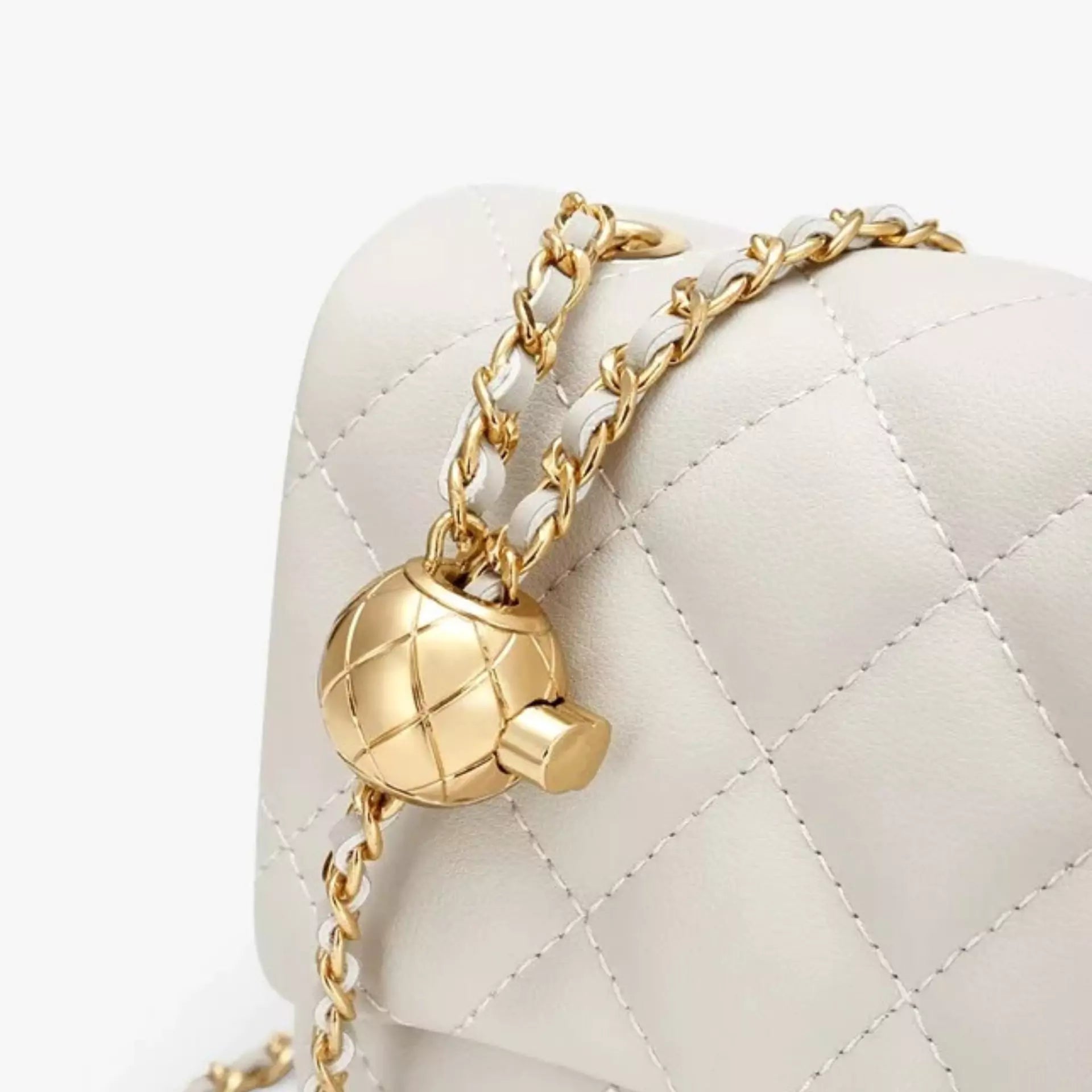 Square Diamond Shoulder Crossbody Bag Gold Chain Small