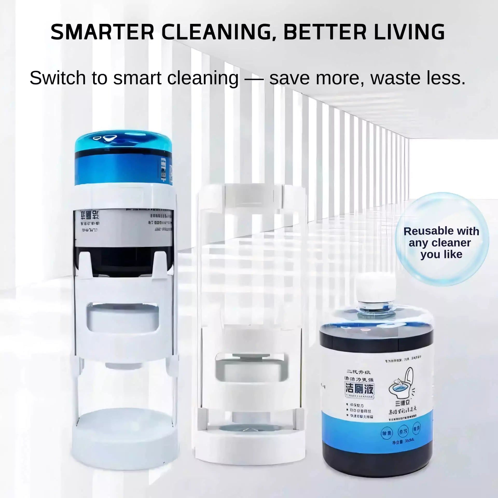 Automatic Toilet Bowl Cleaner for Tank Installation with Refill Bottle