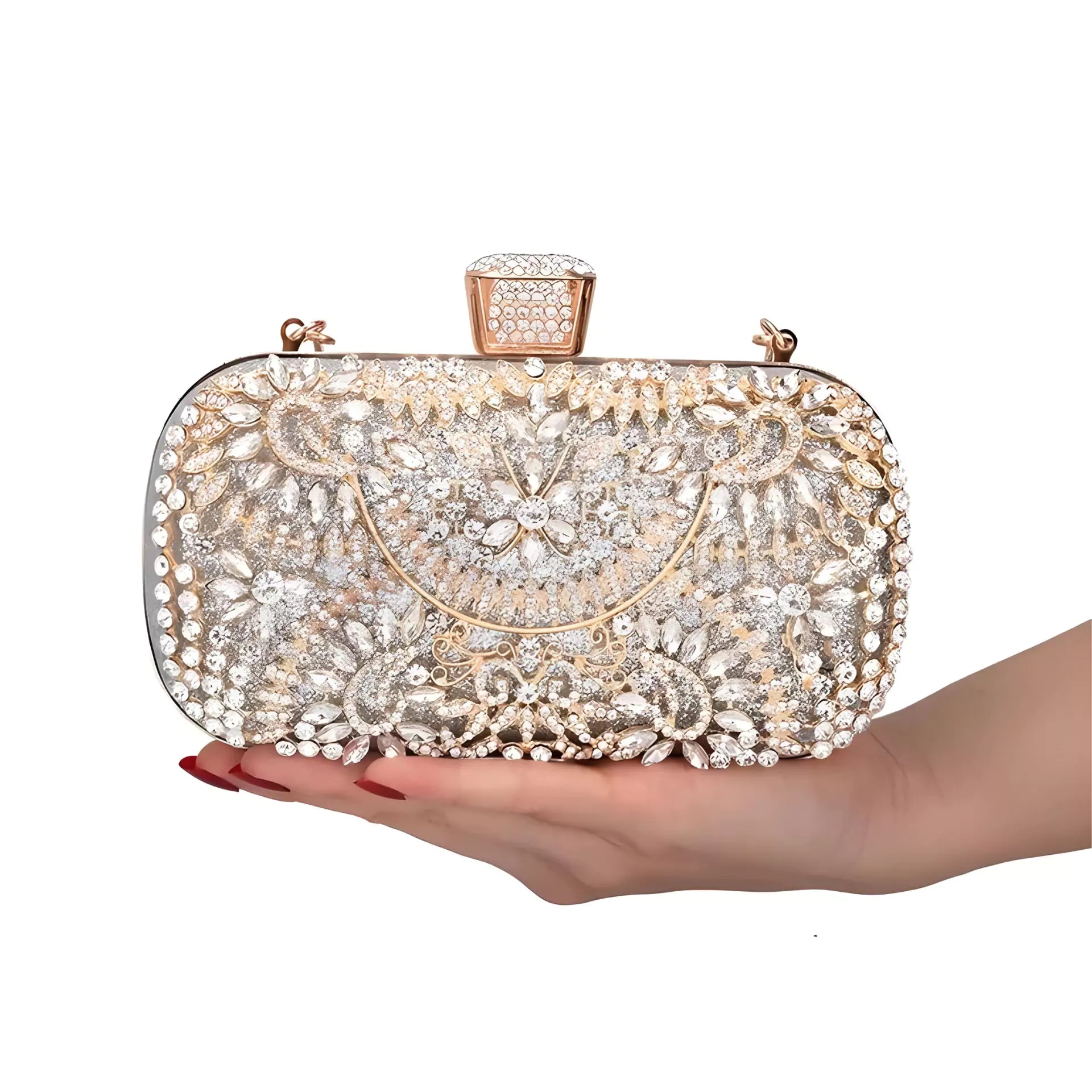 Luxurious Diamond Flower Clutch Bag