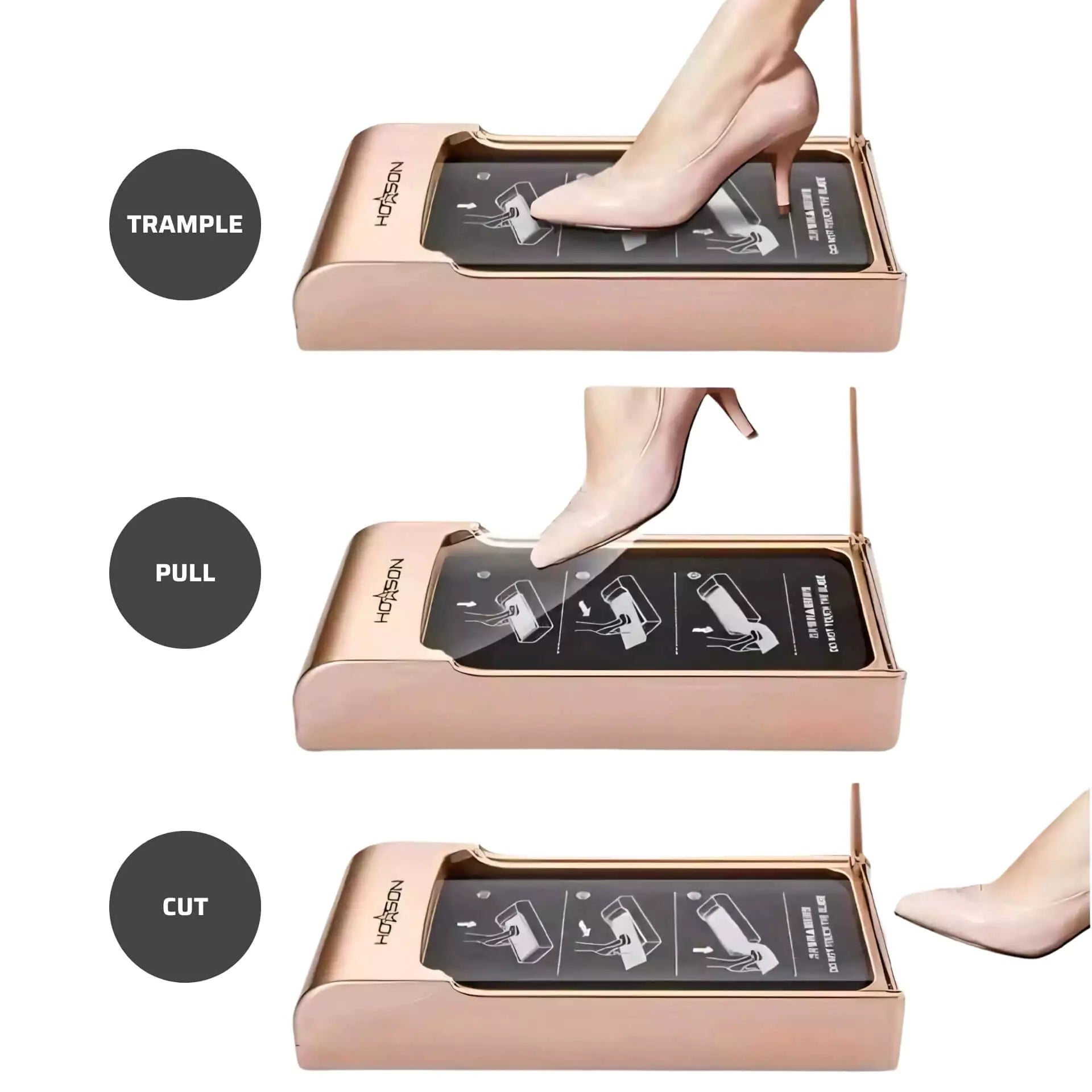 Automatic Shoe Cover Machine with Disposable Film, Hands-Free Foot Stepping for Home & Office Entry Doors