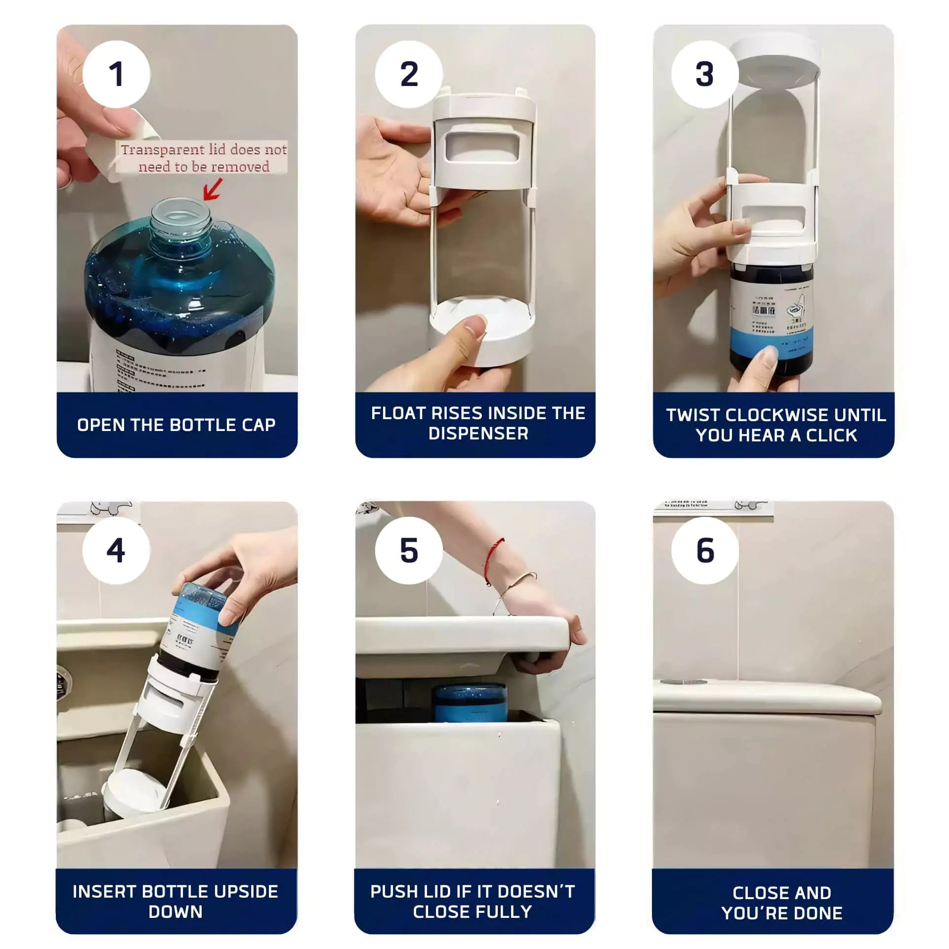 Automatic Toilet Bowl Cleaner for Tank Installation with Refill Bottle