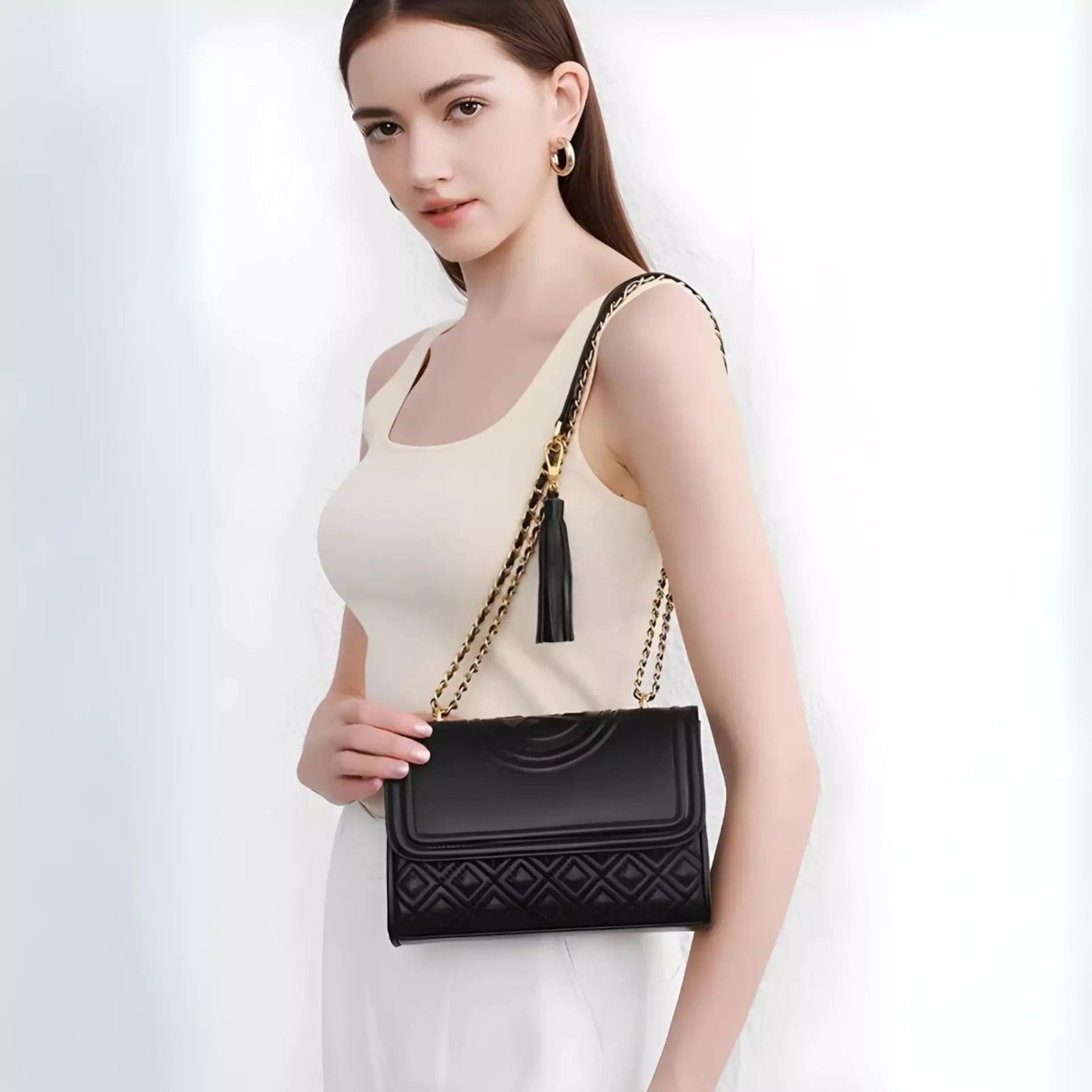 Square Bag Diamond Grid Chain Leather Shoulder Crossbody Bag
