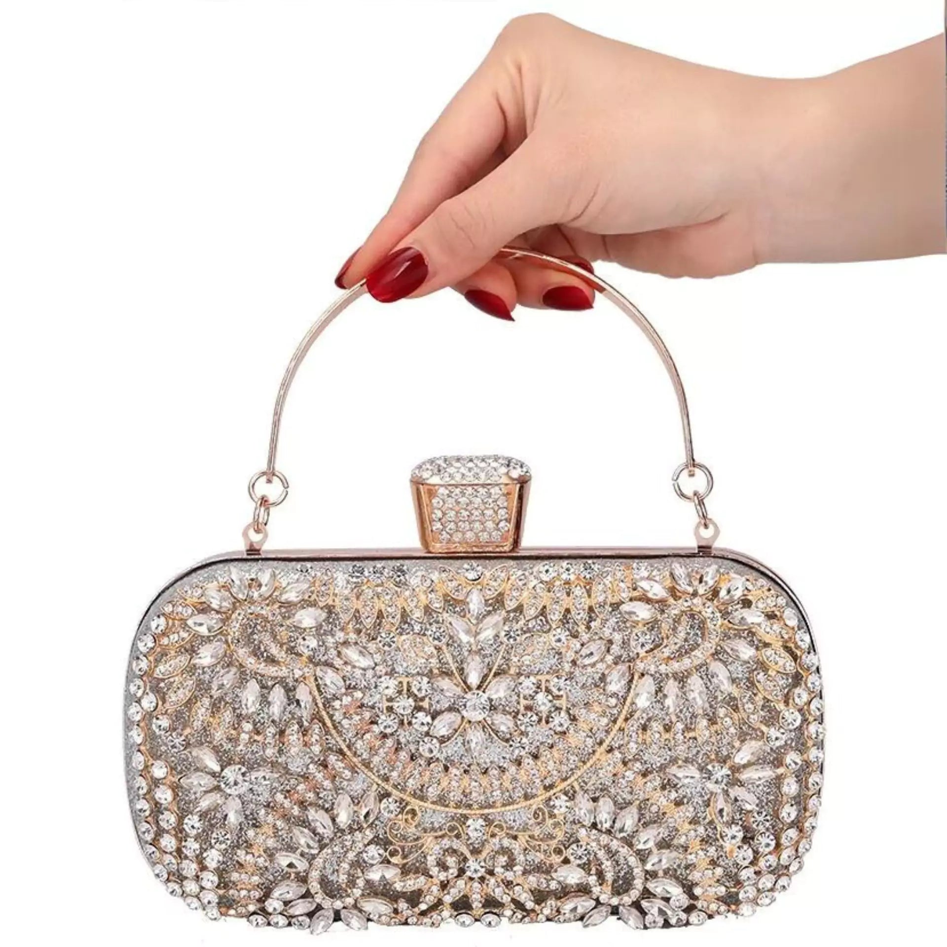 Luxurious Diamond Flower Clutch Bag