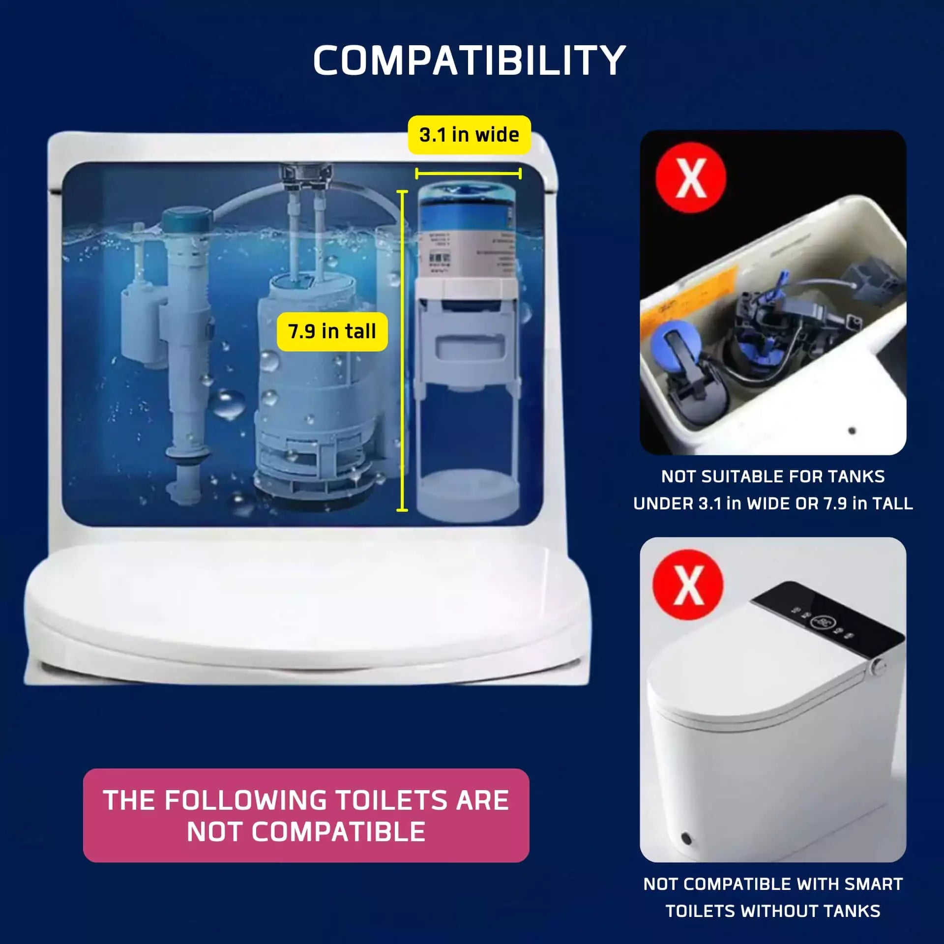 Automatic Toilet Bowl Cleaner for Tank Installation with Refill Bottle