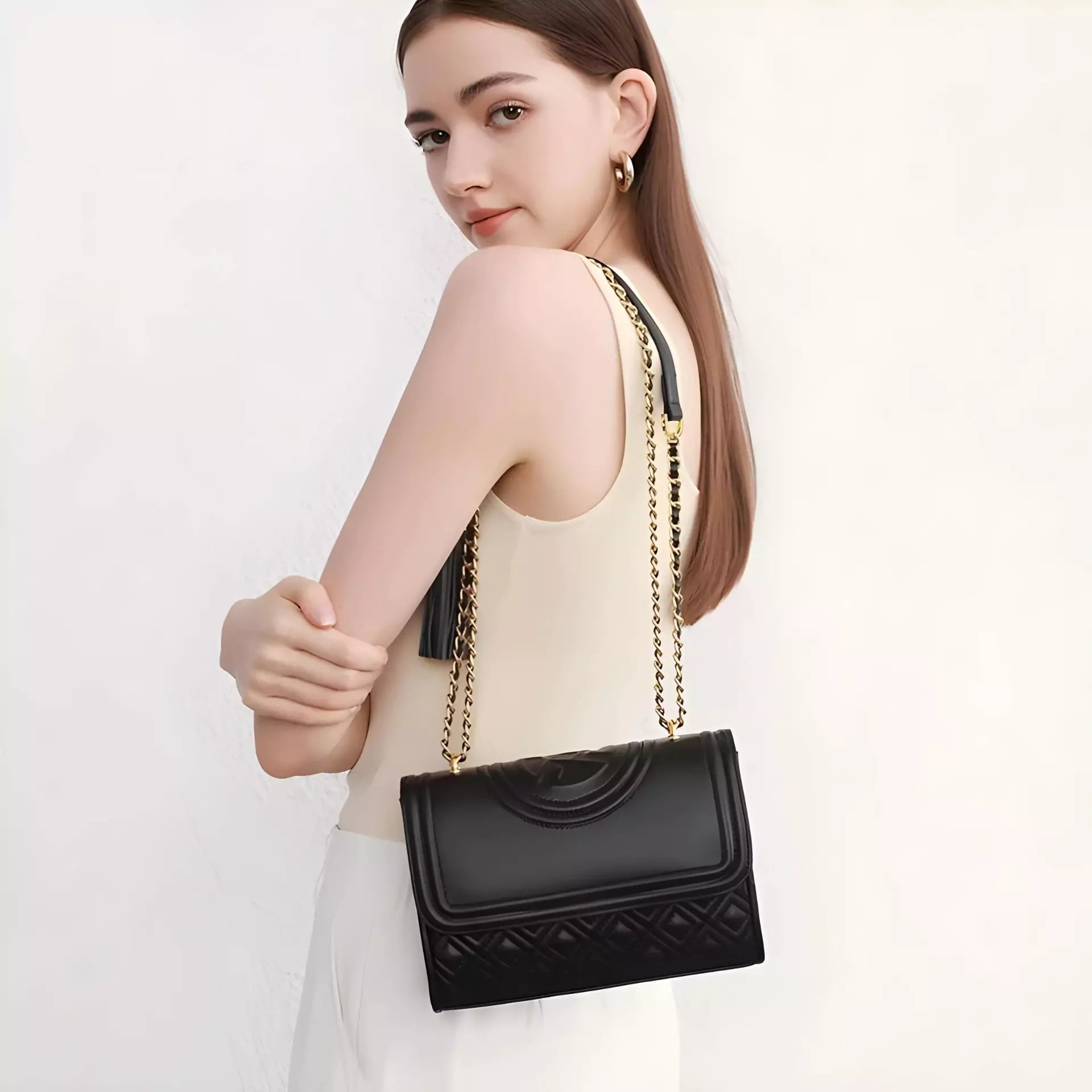 Square Bag Diamond Grid Chain Leather Shoulder Crossbody Bag