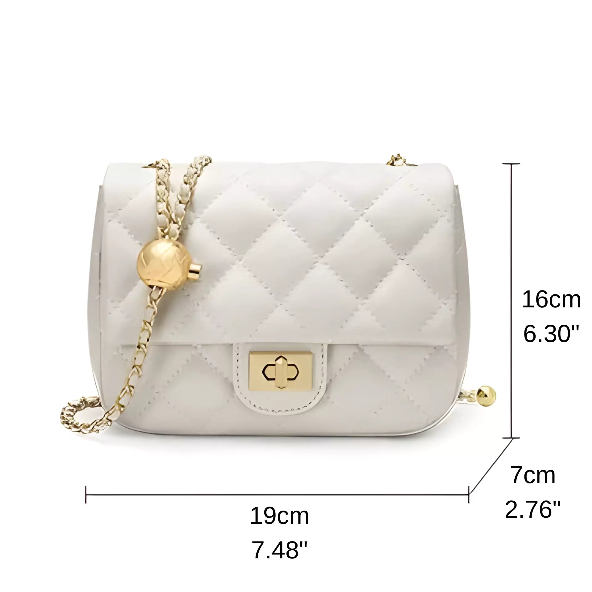 Square Diamond Shoulder Crossbody Bag Gold Chain Small