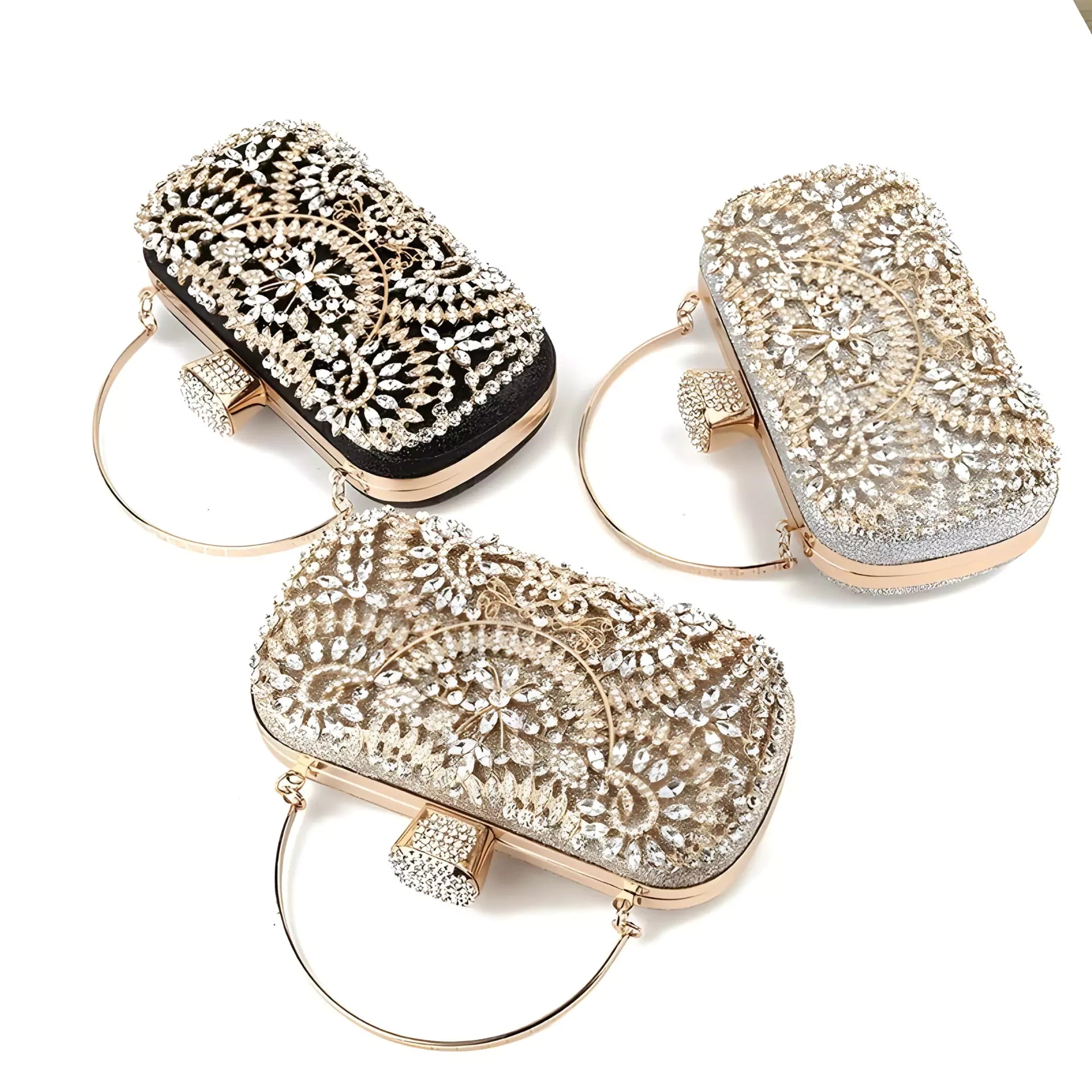 Luxurious Diamond Flower Clutch Bag