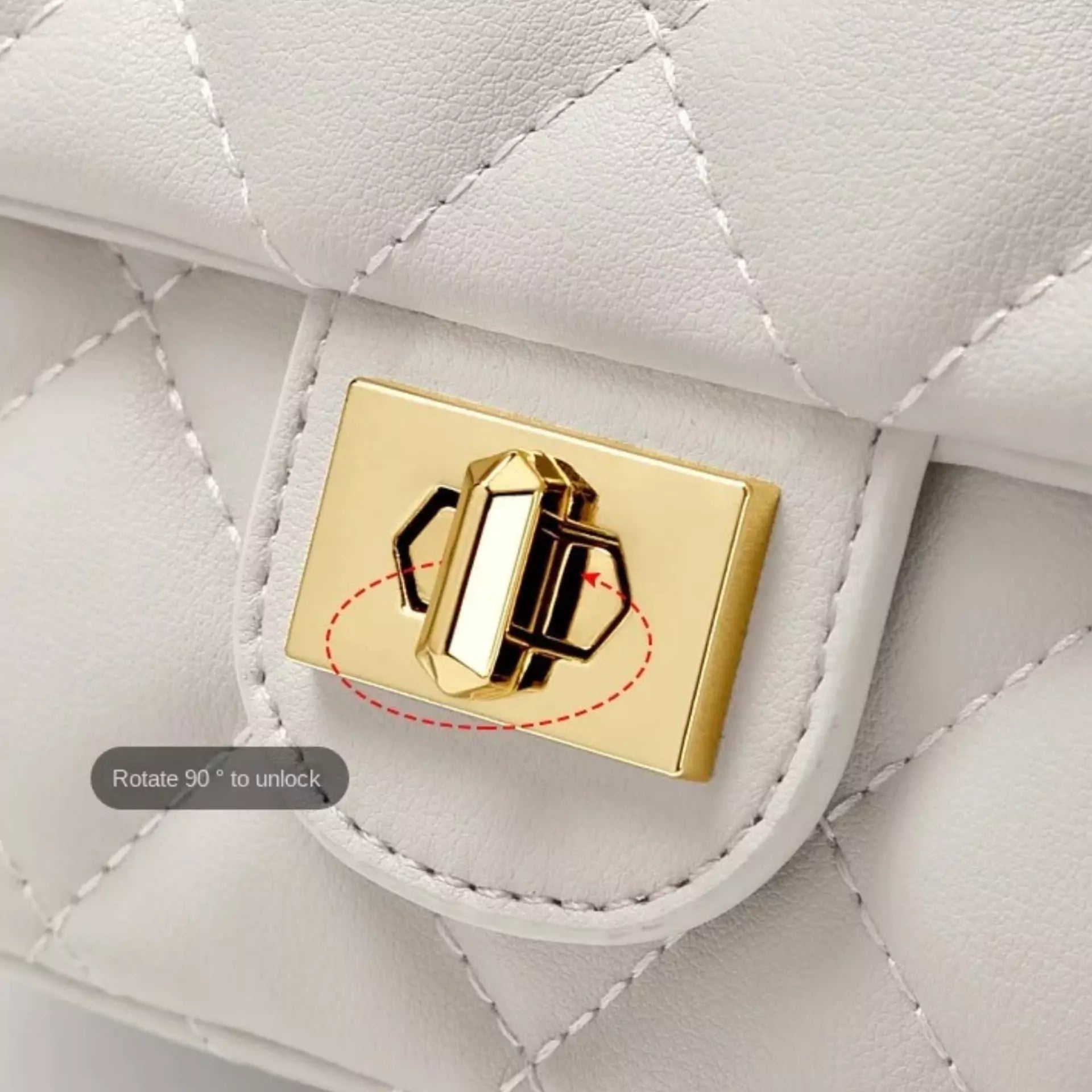 Square Diamond Shoulder Crossbody Bag Gold Chain Small