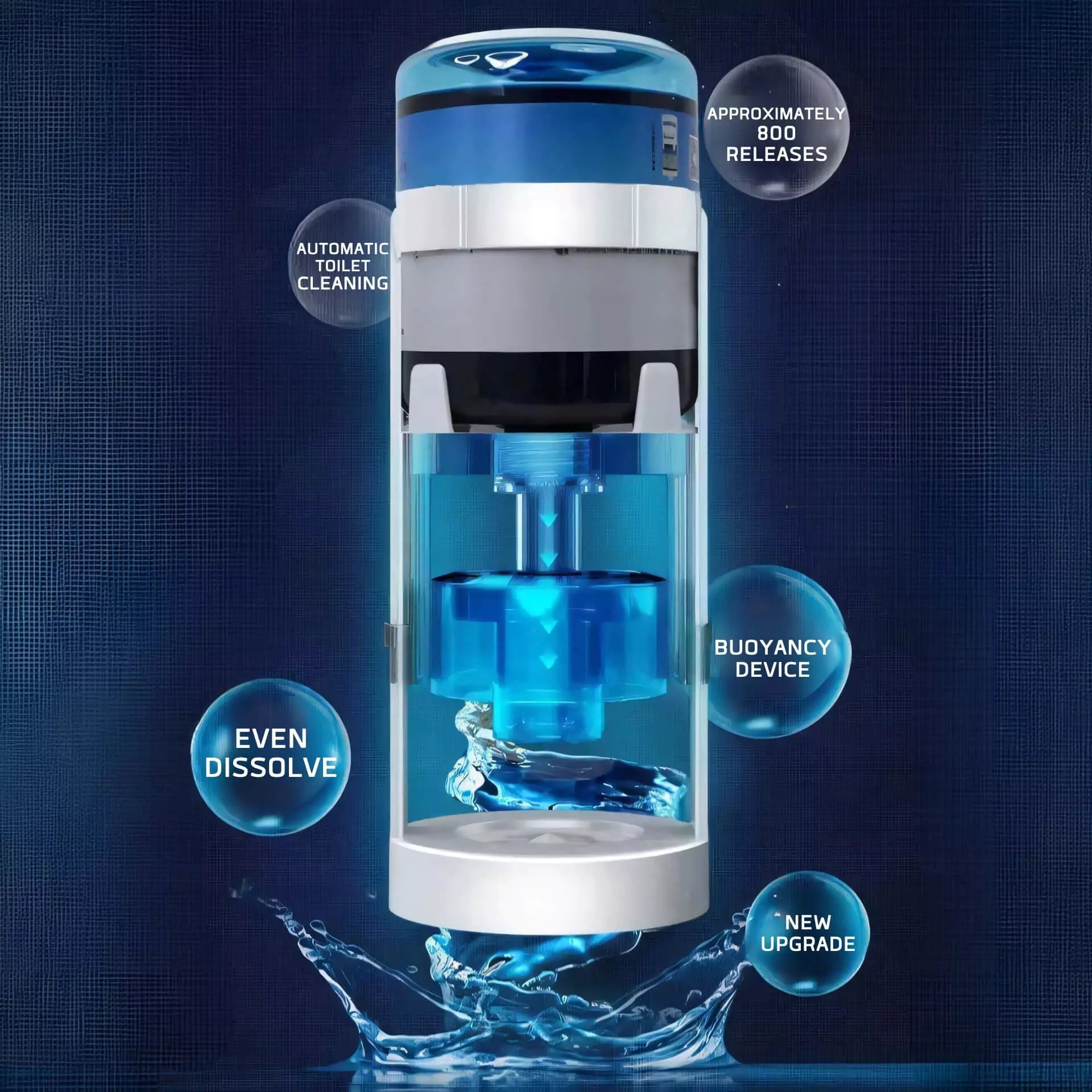 Automatic Toilet Bowl Cleaner for Tank Installation with Refill Bottle