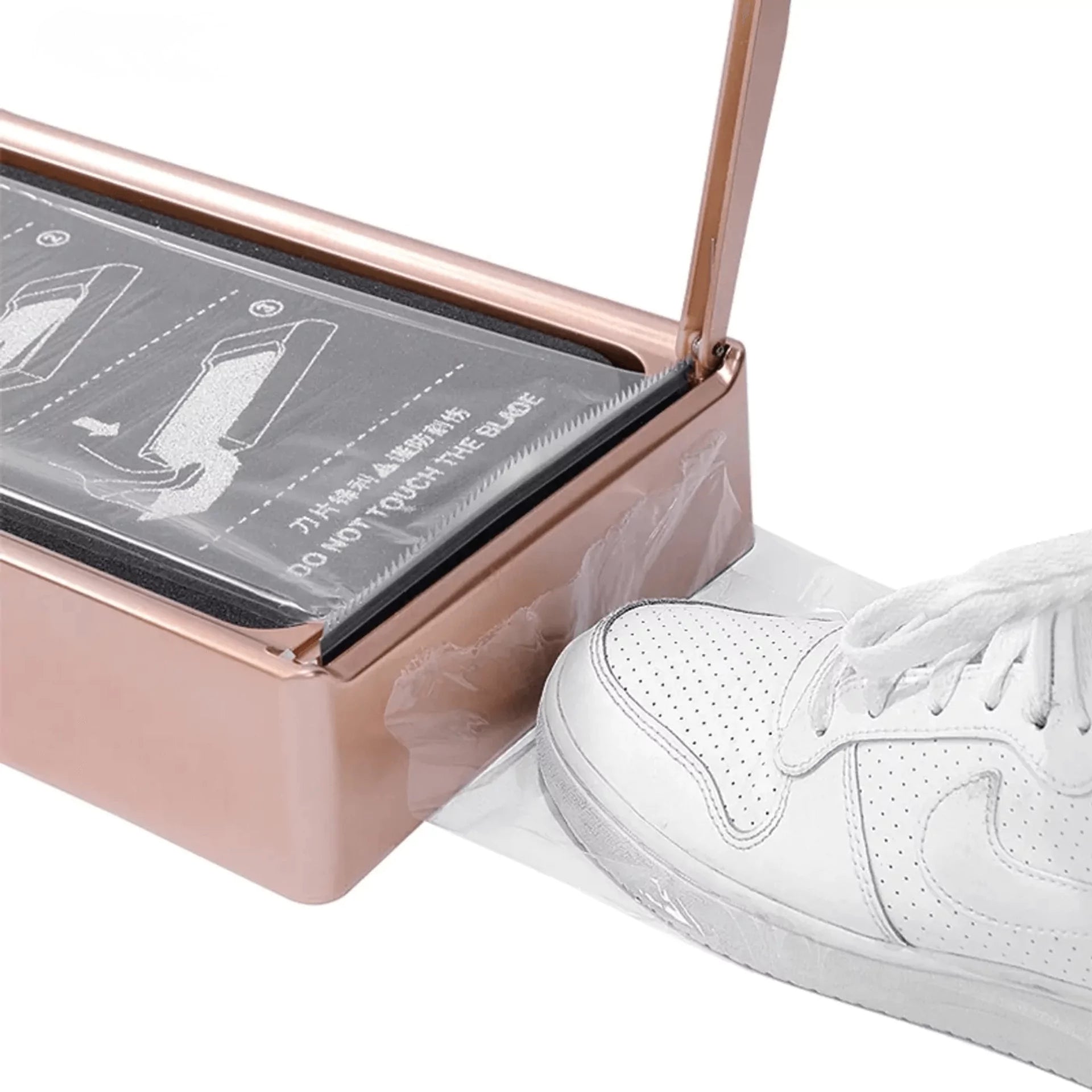 Automatic Shoe Cover Machine with Disposable Film, Hands-Free Foot Stepping for Home & Office Entry Doors