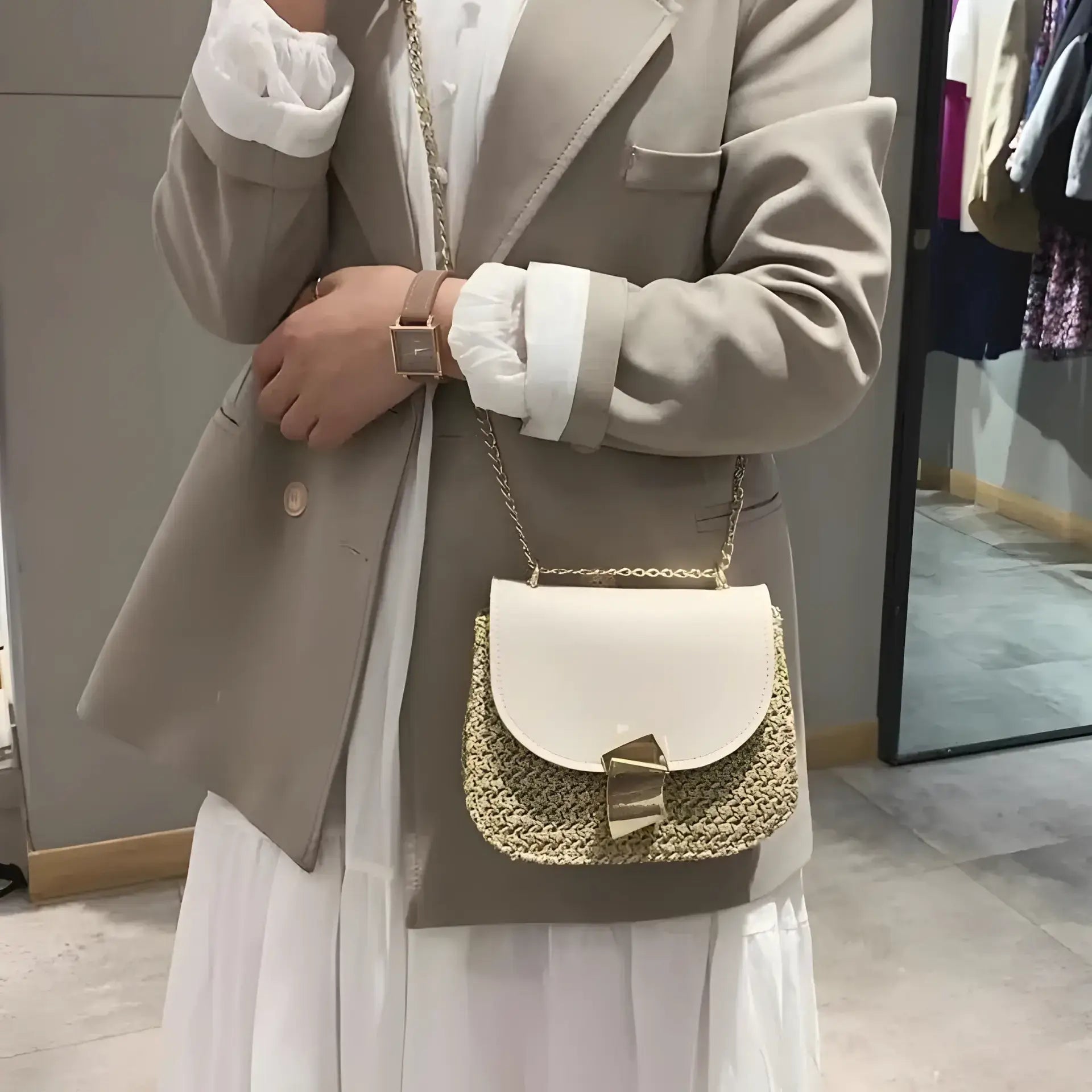 Handwoven Rattan Straw Handmade Shoulder Bag