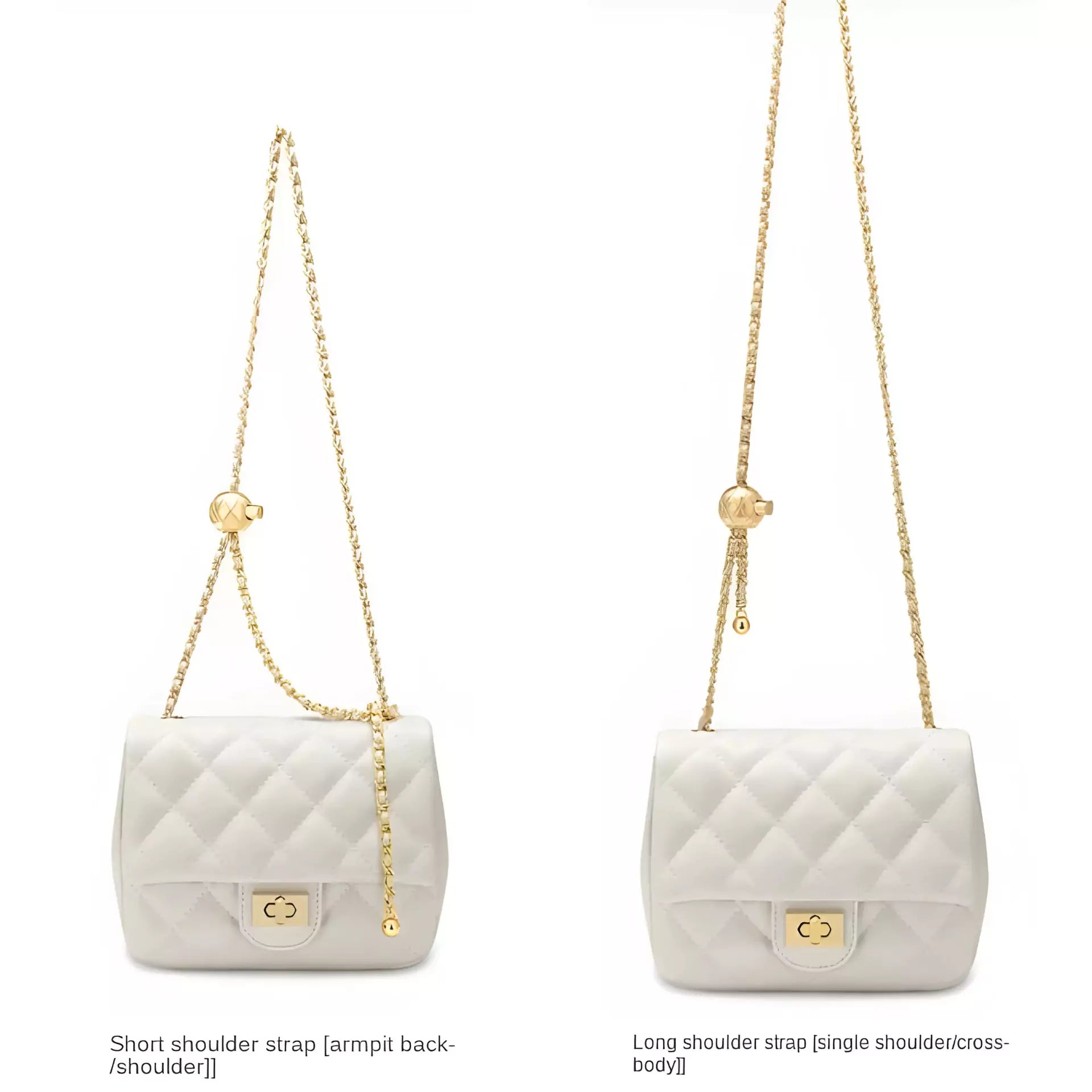 Square Diamond Shoulder Crossbody Bag Gold Chain Small