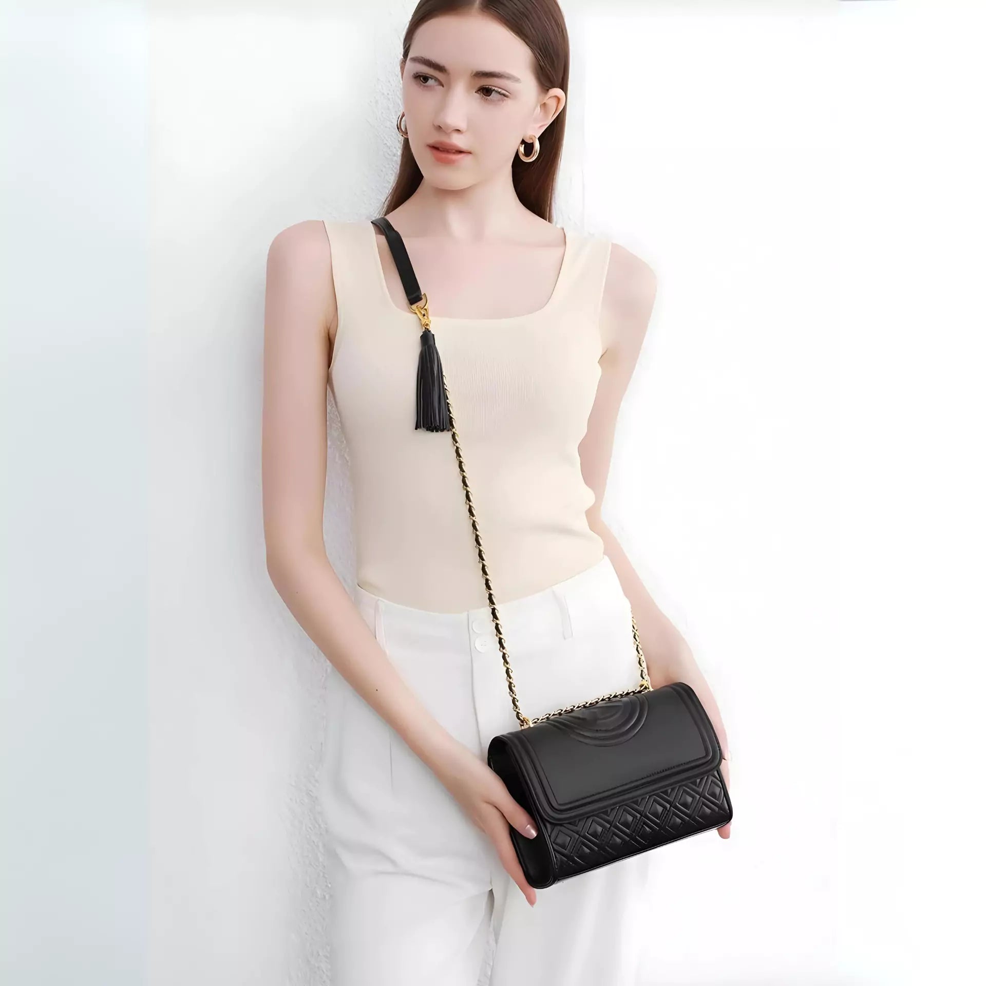 Square Bag Diamond Grid Chain Leather Shoulder Crossbody Bag