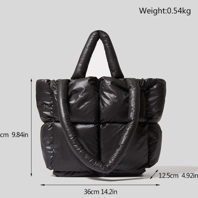 Quilted Tote Bag with Detachable Shoulder Strap