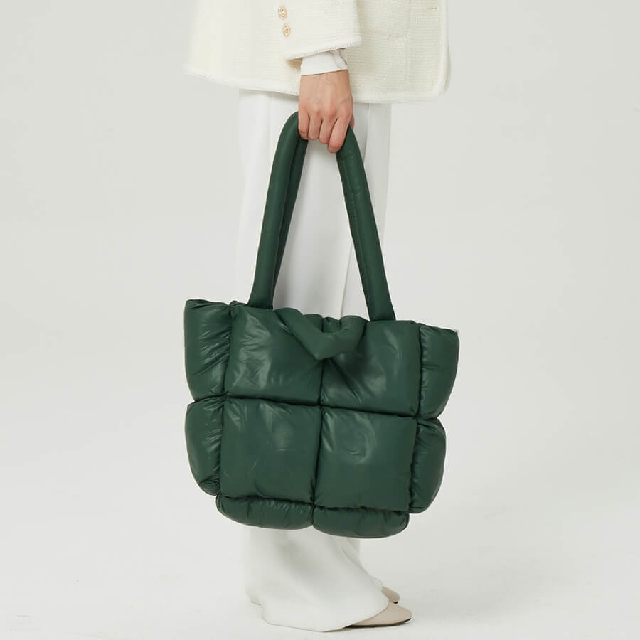 Quilted Tote Bag with Detachable Shoulder Strap