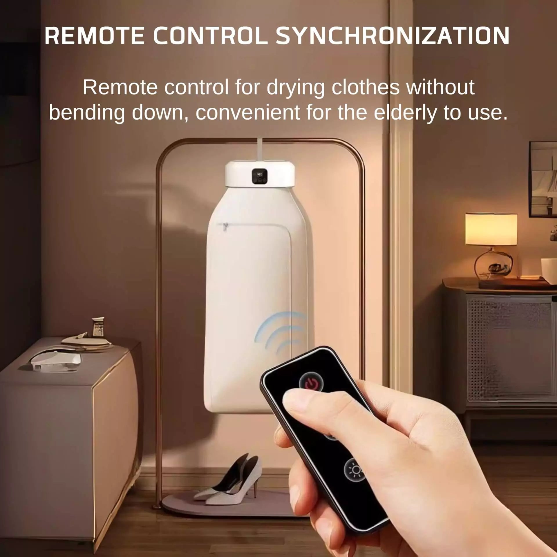 Portable Clothes Dryer with Remote Control and Timer – Foldable Fast-Drying Electric Unit with Drying Bag for Apartments, Dorms, RVs, or Travel