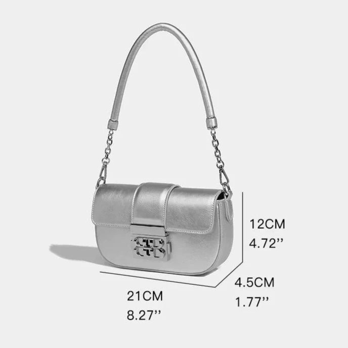 Silver Casual Chain Strap Crossbody Bag
