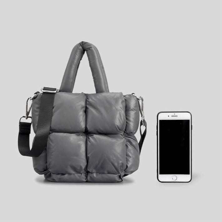 Quilted Tote Bag with Detachable Shoulder Strap