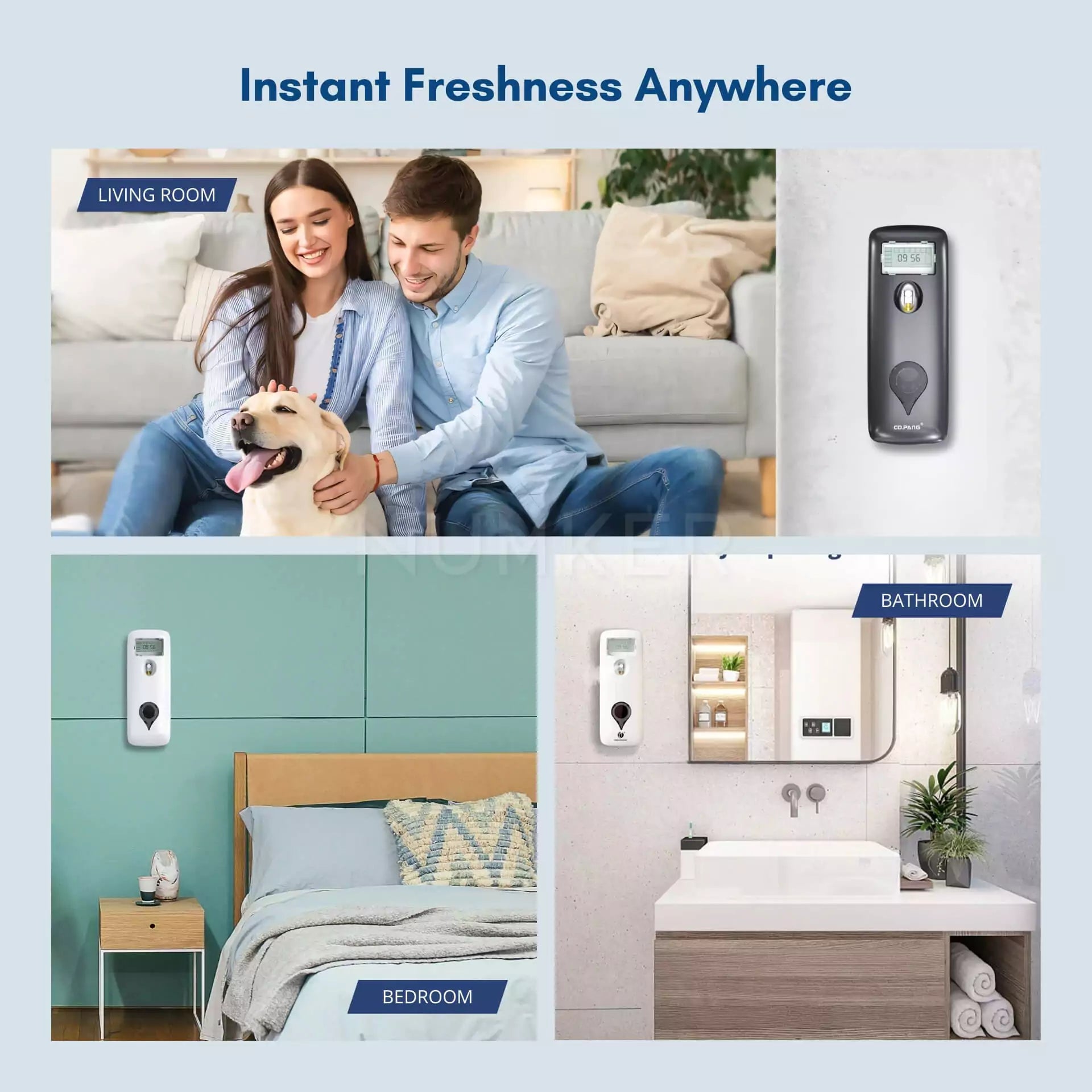 Programmable Air Freshener Dispenser with LCD Timer, 10.1 fl oz Refillable and Wall Mounted